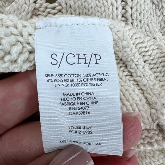 Cabi Cable Knit Lace Up Long Sleeve Cream Sweater Size S - Picture 11 of 12